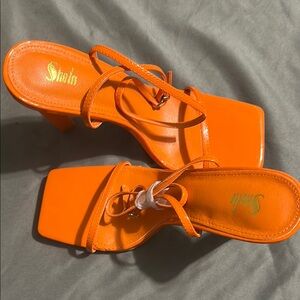 Vibrant Orange Strappy Heels